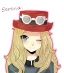  1girl blonde_hair blue_eyes hat pokemon pokemon_(game) serena smile sunglasses 