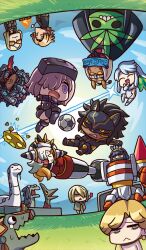  &gt;_&lt; 6+boys 6+girls :&lt; :3 :d animal animal_ears armor aztec ball banner black_armor black_hair black_mask blonde_hair blue_eyes blue_hair blue_sky camazotz_(fate) campfire chibi chibi_only closed_eyes closed_mouth colored_inner_hair colored_sclera commentary_request covered_face crying crying_with_eyes_open curtained_hair d: dark-skinned_female dark-skinned_male dark_skin day daybit_sem_void dinosaur diplodocus dumuzid_(fate) dx energy_beam expressionless fate/grand_order fate_(series) fisheye flying food frown giant giantess glasses grass green_hair hair_over_one_eye head-mounted_display holding_banner horns izcalli_(fate) jumping kicking kingprotea_(fate) kukulkan_(fate) kukulkan_(third_ascension)_(fate) leotard long_hair looking_to_the_side marshmallow mash_kyrielight mash_kyrielight_(ortenaus) mecha medium_hair midair multicolored_hair multiple_boys multiple_girls multiple_persona nahui_mictlan_(fate/grand_order) nitocris_(fate) nitocris_alter_(fate) official_art olga_marie_animusphere one_eye_covered open_mouth orange-tinted_eyewear ort_(type-moon) pink_hair punching rabbit_ears raptor red_eyes riyo_(lyomsnpmp) robot round_eyewear sidelocks sky smile soccer_ball sunglasses tears tenochtitlan_(fate) tepeu_(fate) tezcatlipoca_(fate) tezcatlipoca_(young)_(fate) third-party_source tinted_eyewear two-tone_hair u-olga_marie v-shaped_eyebrows violet_eyes wakchan white_hair white_leotard x_arms xochitonal_(fate) xquic_(fate) yellow_eyes yellow_sclera 