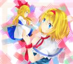  1girl alice_margatroid blonde_hair blue_eyes cape hair_ribbon hairband long_hair ribbon shanghai_doll short_hair touhou tsukikusa wrist_cuffs 