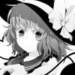  1girl bust dise highres komeiji_koishi looking_at_viewer monochrome short_hair simple_background solo touhou white_background 