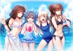  4girls highres karo_karo multiple_girls original swimsuit 