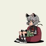 casual lowres nazrin shoes shorts sitting sixxxx sneakers solo tail touhou
