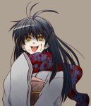  1girl ahoge blood blood_on_face japanese_clothes kimono nurarihyon_no_mago scarf tongue yellow_eyes yuki_onna_(nurarihyon_no_mago) zmczmc23 