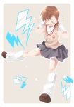  1girl brown_hair closed_eyes lightning misaka_mikoto mugimamire school_uniform short_hair tantrum to_aru_kagaku_no_railgun to_aru_majutsu_no_index 