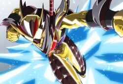 1boy amakawa_mayu armor ice kamen_rider kamen_rider_gavv_(series) kamen_rider_valen kamen_rider_valen_frappe_custom male_focus rider_belt solo tokusatsu vrastumgear