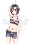  1girl bikini_top black_eyes black_hair brown_hair chi_rwi idolmaster kikuchi_makoto short_hair shorts 