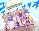  1girl air_conditioner blush dress drooling hat long_hair lying patchouli_knowledge shinapuu smile solo touhou 
