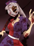 1girl bandages blood bow_(weapon) bubble_head_nurse grey_hair hat long_hair onikobe_rin silent_hill solo