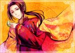  axis_powers_hetalia bird brown_eyes brown_hair china_(hetalia) chinese_clothes kanmuri_(hanyifan30338) long_hair ponytail 