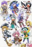  alternate_costume bird black_hair blue_hair broom double_bun eagle food fruit gap hairband hat hijiri_byakuren hinanawi_tenshi ibaraki_kasen kawachi_koorogi kirisame_marisa komeiji_koishi konpaku_youmu konpaku_youmu_(ghost) mystia_lorelei pantyhose peach pink_hair reisen_udongein_inaba rumia shameimaru_aya sword thigh-highs tokin_hat touhou weapon wings yakumo_yukari 