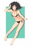  1girl amagami barefoot bikini daniel_(artist) grey_eyes highres open_mouth side-tie_bikini smile solo swimsuit tanamachi_kaoru wavy_hair 