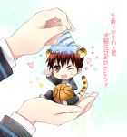  animal_ears basketball blush chibi fangs happy hat heart kagami_taiga kuroko_no_basuke mca_(dessert_candy) red_eyes short_hair tail tiger_ears wink 