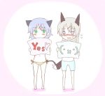  2girls animal_ears blush chibi couple eila_ilmatar_juutilainen happy long_hair multiple_girls open_mouth pillow resized sanya_v_litvyak satoshi_(peso727) short_hair silver_hair strike_witches yuri 