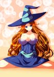  1girl blue_eyes breasts brown_hair dragon&#039;s_crown hat highres ka2 large_breasts long_hair solo sorceress_(dragon&#039;s_crown) witch_hat 