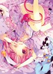  1girl ana_(rznuscrf) blush camisole komeiji_satori pajamas pink_eyes pink_hair reversed thighs third_eye touhou waking_up wavy_mouth 