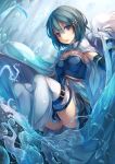  1girl blue_eyes blue_hair fal_maro highres mahou_shoujo_madoka_magica miki_sayaka short_hair solo thighhighs 