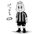 1boy character_name giant_killing mascot mizuhara_aki monochrome pakka-kun simple_background soccer_uniform solo standing white_background 