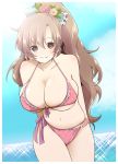  1girl bikini bnm_fuchou_sugiruze! breasts brown_eyes brown_hair highres large_breasts original ponytail solo swimsuit 