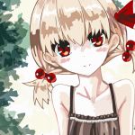  1girl alternate_hairstyle blonde_hair bust camisole lispict red_eyes rumia solo touhou twintails 