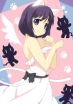  1girl animal_ears black_hair cat cat_ears dress hanekawa_tsubasa monogatari_(series) nekomonogatari sasakura short_hair tail violet_eyes 