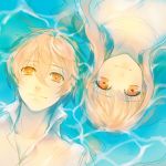  1boy 1girl brown_eyes brown_hair dual_persona fate/extra fate/extra_ccc fate_(series) floating genderswap kin_mokusei kishinami_hakuno_(female) kishinami_hakuno_(male) upside-down water 