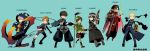  armor chibi cloak emiya_kiritsugu fate/zero fate_(series) gun itsuka_(amnesiac) kayneth_archibald_el-melloi kotomine_kirei kotomine_risei magic sekaiju_no_meikyuu toosaka_tokiomi uryuu_ryuunosuke waver_velvet weapon whip 