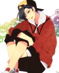  1boy baseball_cap black_hair gold_(pokemon) hat male nicole_(usako) open_mouth pokemon pokemon_(game) pokemon_hgss shorts smile 