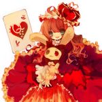 bunny card card_background crown dress green_eyes rabbit red red_hair redhead saya_(sayaya) 