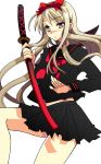  bad_id belarus_(hetalia) blonde_hair bow hair_bow long_hair school_uniform serafuku sword tachibanaei weapon 