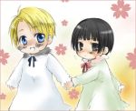  2boys america_(hetalia) axis_powers_hetalia black_eyes black_hair blonde_hair blue_eyes japan_(hetalia) young 