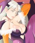  armpit bat_wings breasts capcom cleavage darkstalkers demon_girl elbow_gloves gloves head_wings headwings large_breasts lipstick morrigan_aensland pantyhose succubus vampire_(game) wings yuzuka_(artist) 