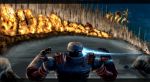  destruction epic fallout fallout_3 fire fisheye laser liberty_prime robot 