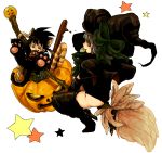  broom bulma candy dragon_ball dragon_ball_(object) dragonball hat nitako pumpkin simple_background son_goku son_gokuu tail witch witch_hat 