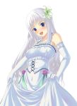  blush bride dress elbow_gloves gloves hair_ornament iroha_(unyun) navel original smile solo wedding_dress white_gloves white_hair 