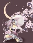  cherry_blossoms crescent flower ghost hairband japanese_clothes kimono konpaku_youmu konpaku_youmu_(ghost) myon red_eyes short_hair silver_hair solo tatsuyoshi touhou 