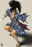  black_hair dororo_(tezuka) hyakkimaru_(character) japanese_clothes katana male muscle ponytail solo sword teba weapon 