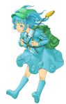  allotopus backpack bag blue_eyes blue_hair hair_bobbles hair_ornament hat highres kawashiro_nitori key short_hair touhou twintails 