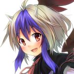  blush headwings horns multicolored_hair payot red_eyes smile solo soramame tokiko_(touhou) touhou wings 