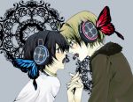  2boys america_(hetalia) axis_powers_hetalia black_eyes black_hair blonde_hair blue_eyes eye_contact japan_(hetalia) magnet_(vocaloid) parody vocaloid 