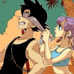  blue_eyes bulma dragon_ball dragonball dramatica lowres oekaki purple_hair son_goku son_gokuu 