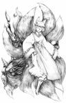  creepy demon fox_mask highres kurosaki_(niggurath) mask monochrome touhou yakumo_ran 