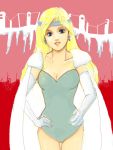  blonde_hair blue_eyes cape celes_chere earrings elbow_gloves female final_fantasy final_fantasy_vi gloves hands_on_hips headband leotard long_hair shoulder_pads solo 