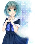  1girl aqua_eyes aqua_hair original sailor_dress short_hair smile solo wakatsuki_you 