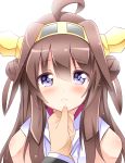  ahoge blush brown_hair double_bun hairband hand_on_another&#039;s_chin highres kantai_collection kongou_(kantai_collection) personification shinekalta violet_eyes 