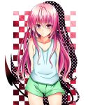  arms_behind_back ffcreatyuuki long_hair nana_asta_deviluke pink_eyes pink_hair shorts tail to_love-ru vest 