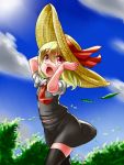  hat holding holding_hat open_mouth qbthgry rumia solo touhou wind 