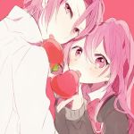  1boy 1girl apple brother_and_sister chidori_(@rom) food free! fruit matsuoka_gou matsuoka_rin red_eyes redhead siblings 