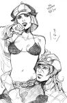  1boy 1girl bra bud_(korovsme) diego_brando graphite_(medium) hair_ornament hat hot_pants_(sbr) jojo_no_kimyou_na_bouken steel_ball_run traditional_media underwear 