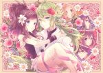  art_nouveau bel_(pokemon) black_hair blonde_hair blue_eyes brown_hair carrying cheren_(pokemon) green_eyes green_hair hue_(pokemon) jewelry kabocha_torute mei_(pokemon) n_(pokemon) necklace pokemon pokemon_(game) pokemon_bw pokemon_bw2 ponytail princess_carry red_eyes ring short_shorts shorts touko_(pokemon) vest 