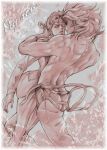  2boys birthmark dio_brando father_and_son giorno_giovanna graphite_(medium) jojo_no_kimyou_na_bouken lilyito monochrome multiple_boys star traditional_media 